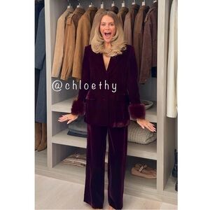 Zara VELVET WIDE LEG PANTS